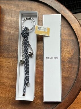 Michael Kors Black & Silver Rope Tassel Key Holder